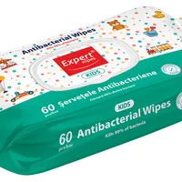 Servetele antibacteriene pentru copii, 60 bucati, Expert Wipes