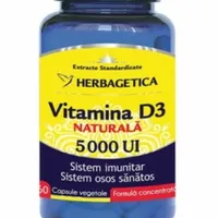 Vitamina D3 Naturala 5000 UI, 60 capsule vegetale, Herbagetica