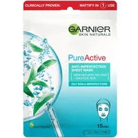 Masca servetel anti-imperfectiuni si hidratare Skin Naturals Pure Active, 23g, Garnier