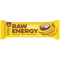 Baton proteic cu banane si nuca de cocos Raw Energy, 50g, Bombus