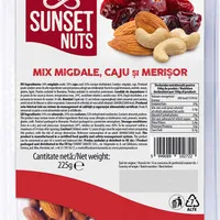 Mix migdale, caju si merisor, 225g, Sunset Nuts