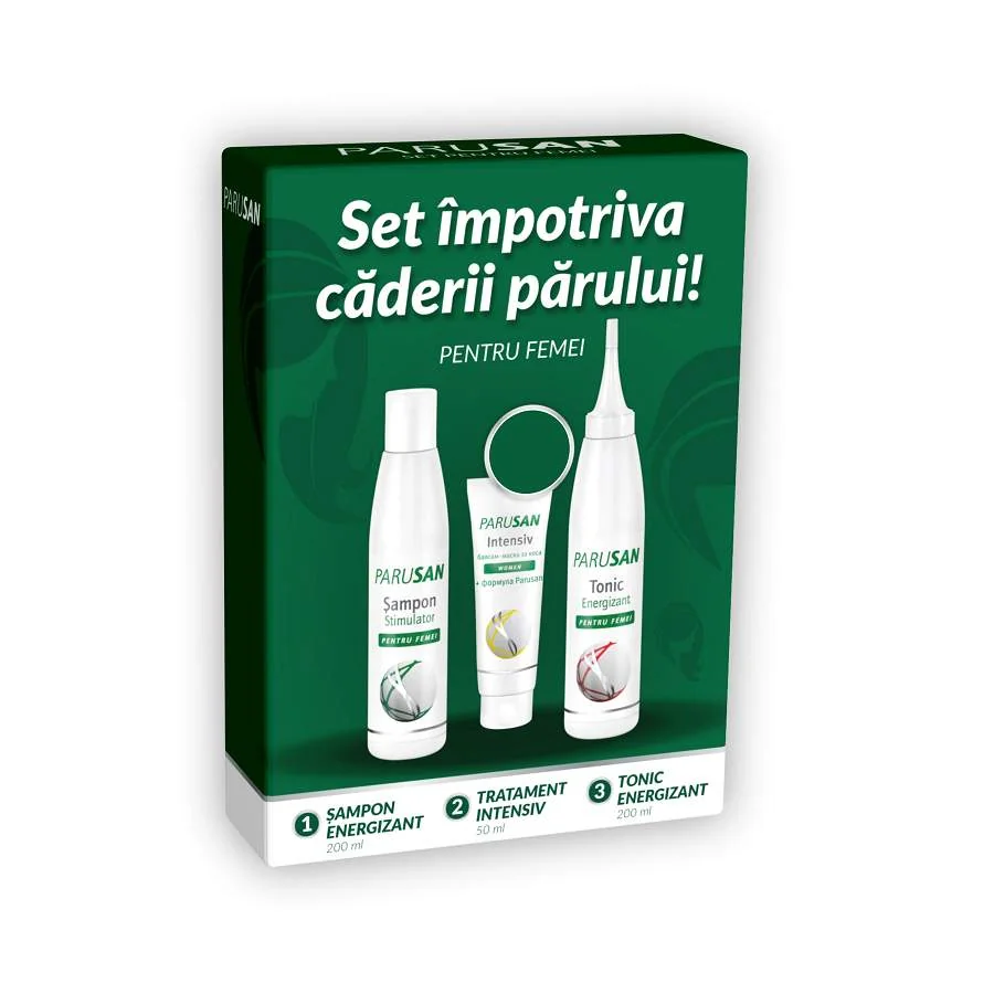 Pachet pentru femei Sampon 200ml + Tonic 200ml + Tratament 50ml, Parusan
