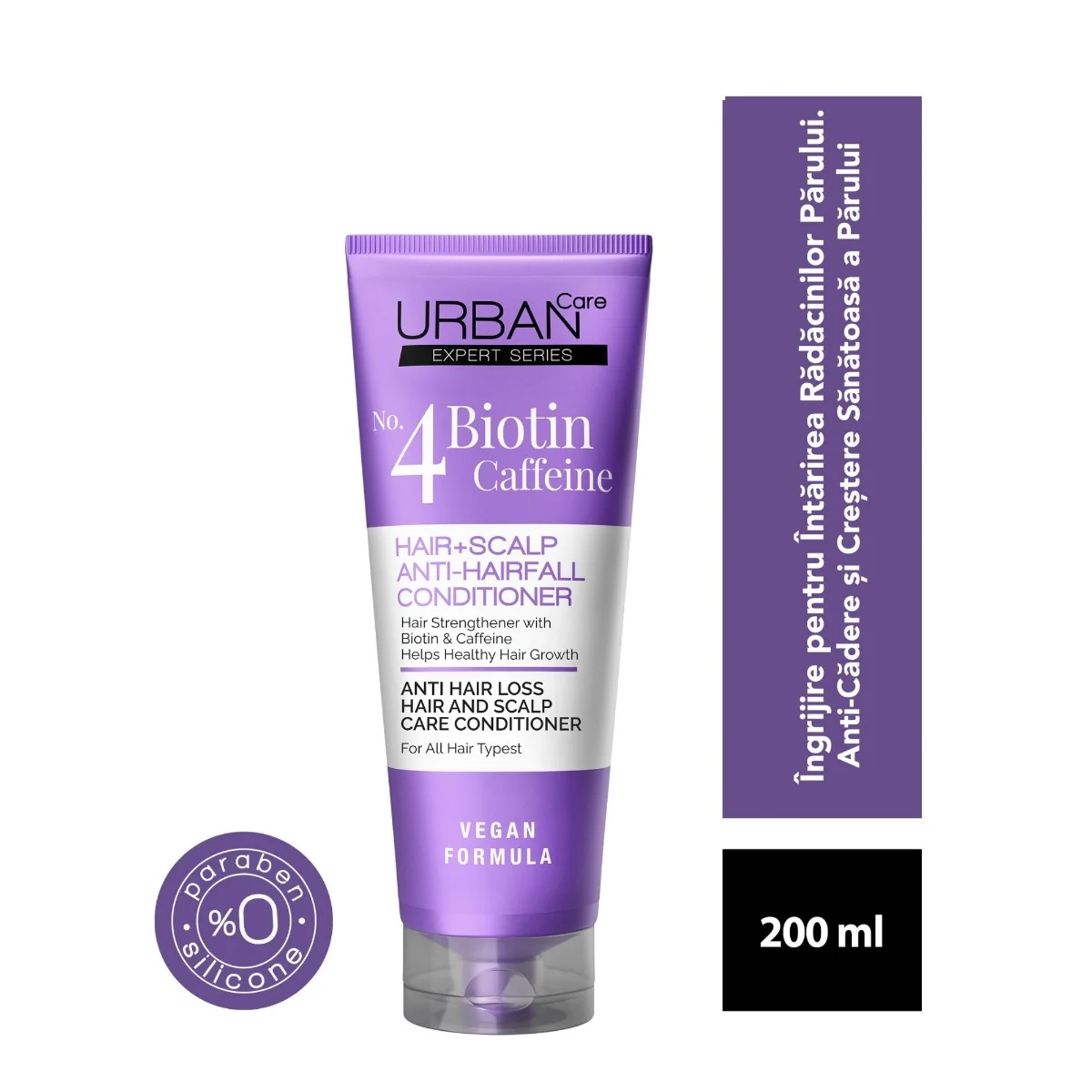 Balsam pentru par si scalp cu Biotina si Cafeina No. 4, 200ml, Urban Care