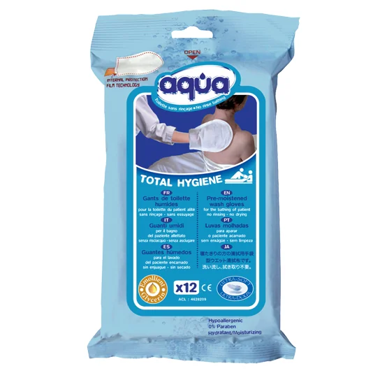 Manusi pre-imbibate pentru igiena corpului Aqua, 12 bucati, German Med