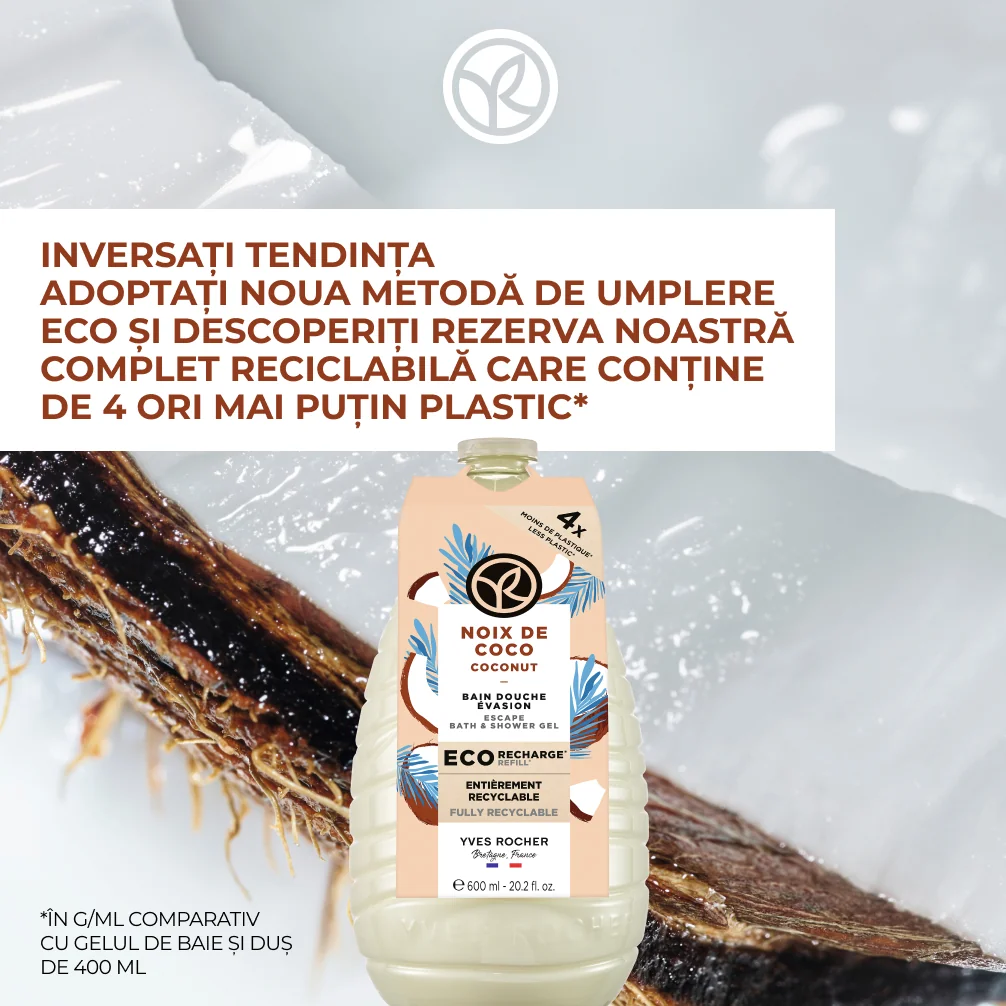 Rezerva gel de dus cu nuca de cocos, 600ml, Yves Rocher
