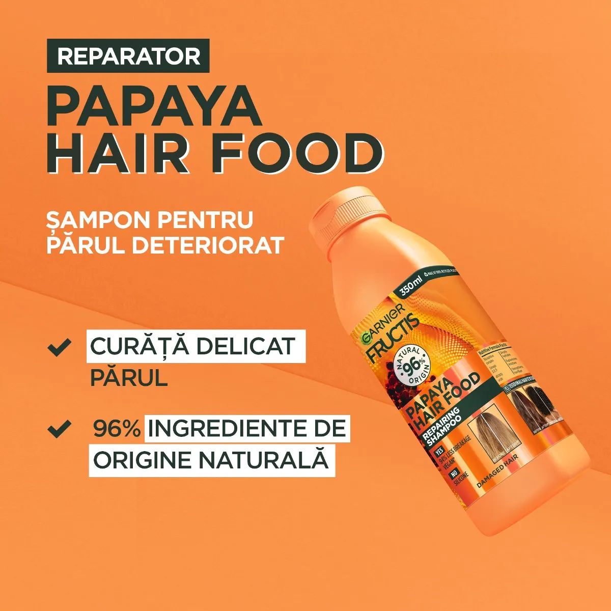 Sampon pentru parul deteriorat Hair Food Papaya, 350ml, Fructis