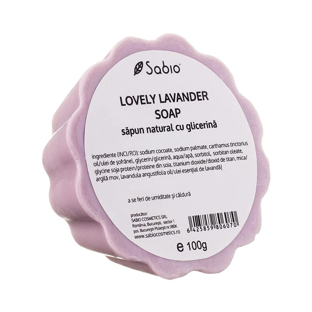 Sapun natural cu glicerina Lovely Lavender, 100g, Sabio