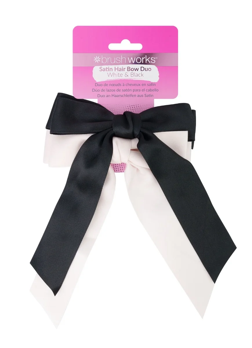 Set 2 funde de par din satin alb si negru, 1 bucata, Brushworks