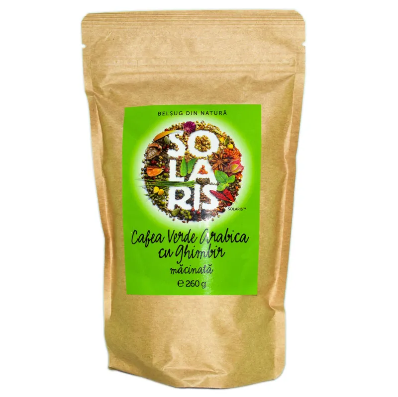 Cafea verde arabica macinata cu ghimbir, 260g, Solaris