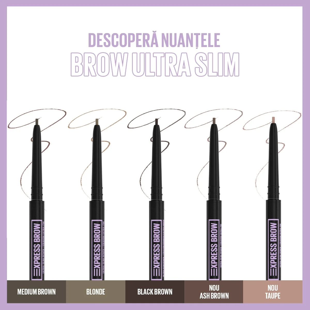 Creion pentru definirea sprancenelor Brow Ultra Slim 4.5 Ash Brown Express Brow, 0.85g, Maybelline
