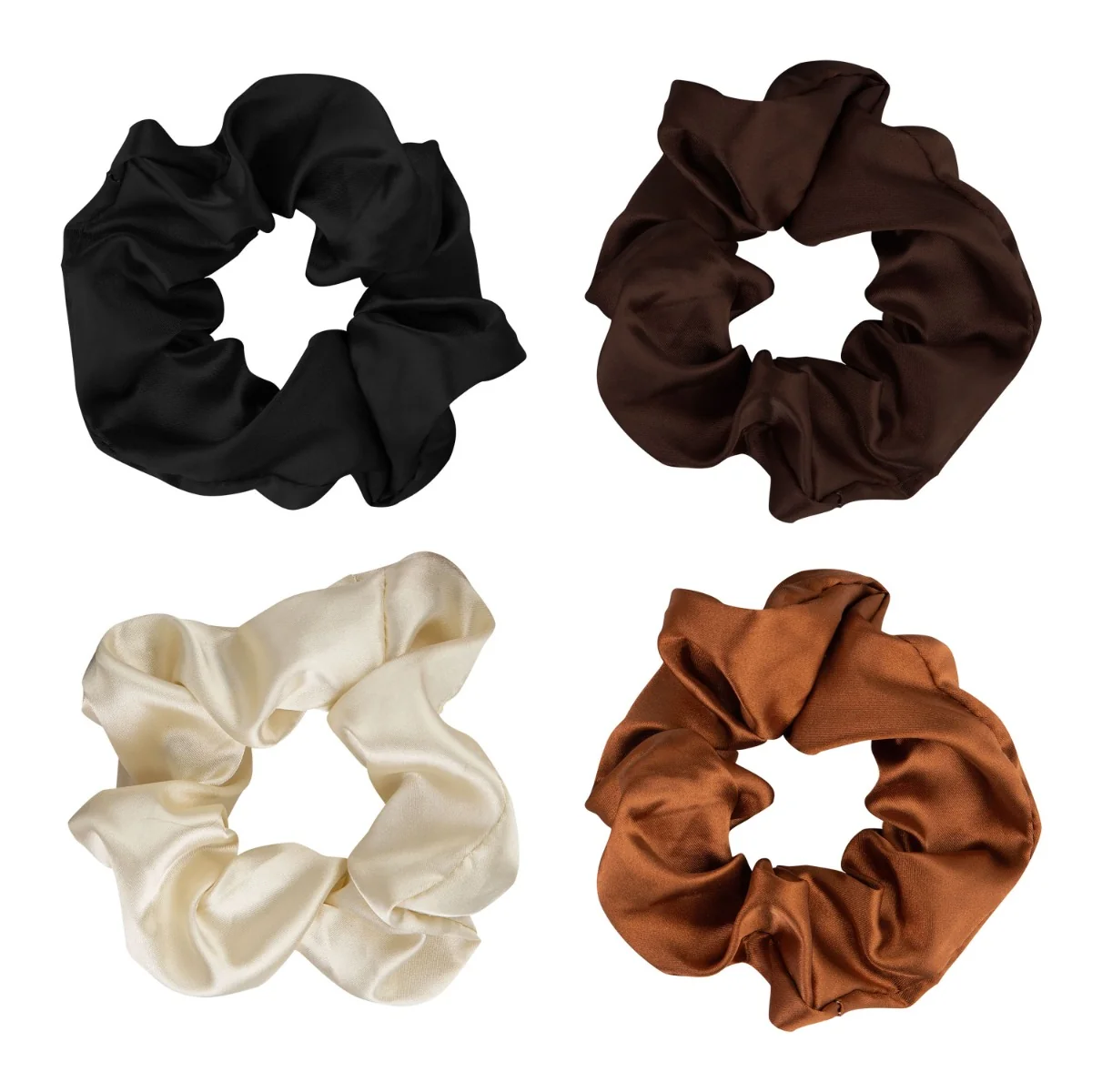 Set 4 elastice de par din satin natural, 1 bucata, Brushworks