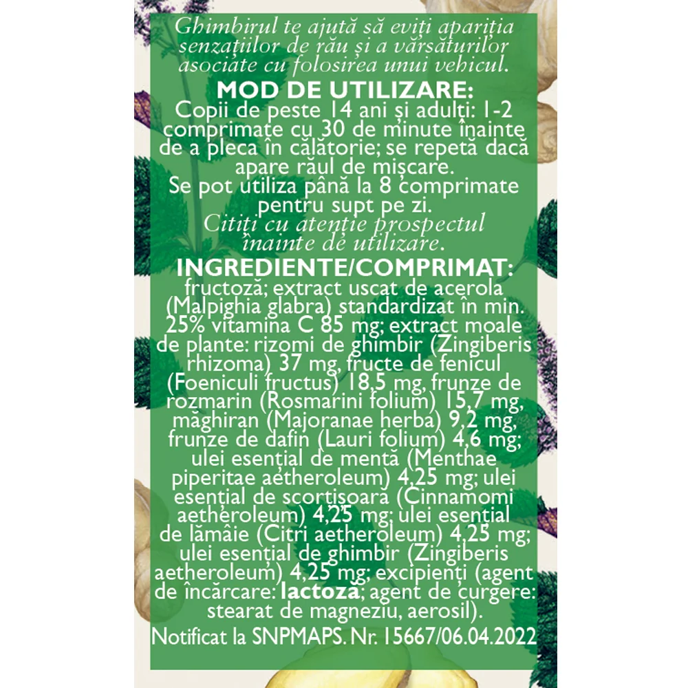 Rau de miscare D141, 20 comprimate, Fares