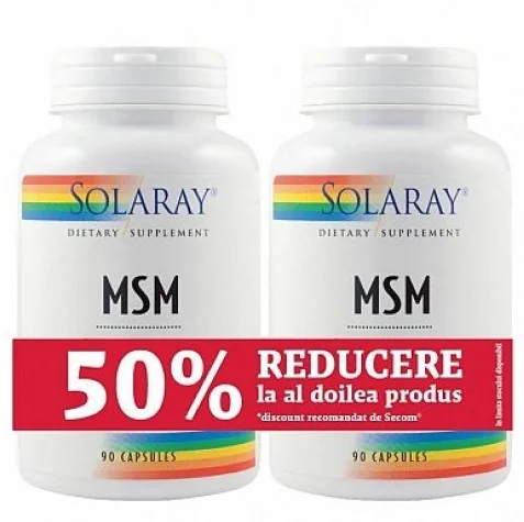 Pachet Solaray MSM 1 + 50% reducere la al doilea produs, 2 x 90 capsule, Secom