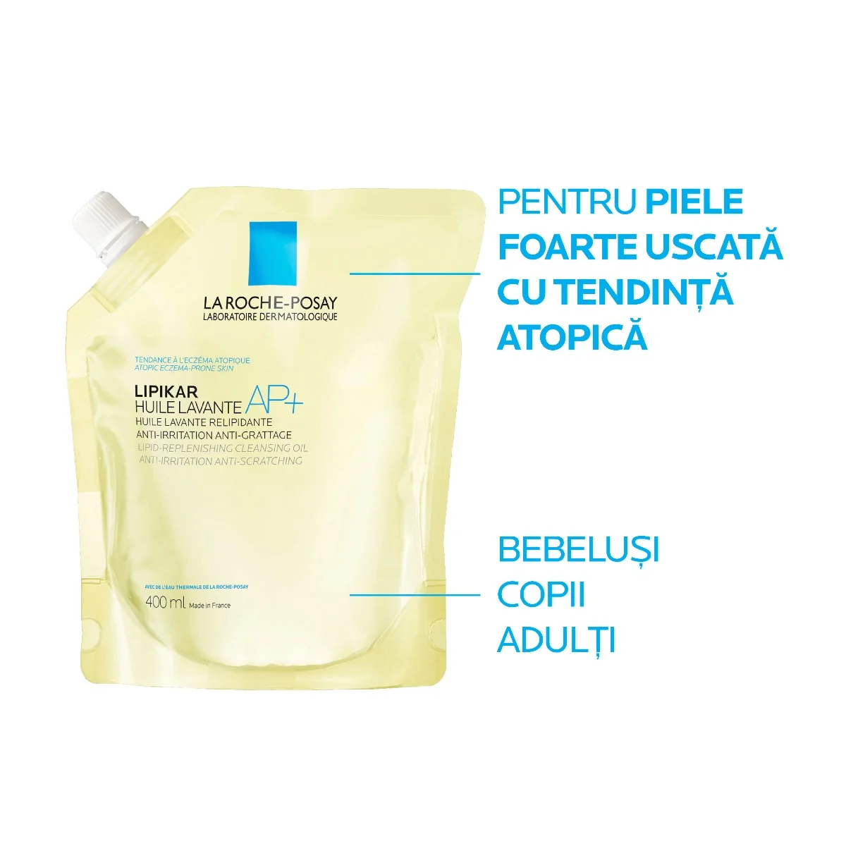 Rezerva ulei de spalare hidratant Lipikar AP+, 400ml, La Roche-Posay