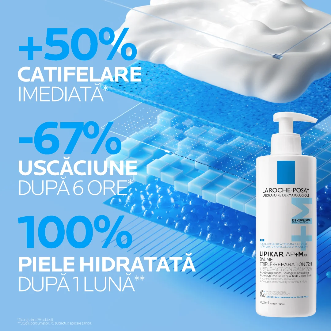 Balsam triplu reparator Lipikar Baume AP+Max, 400ml, La Roche-Posay