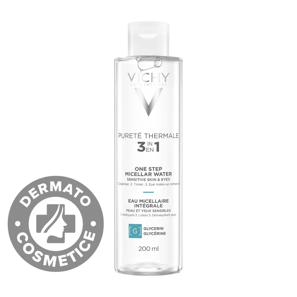 Solutie micelara de curatare si demachiere Purete Thermale pentru ten sensibil, 200ml, Vichy