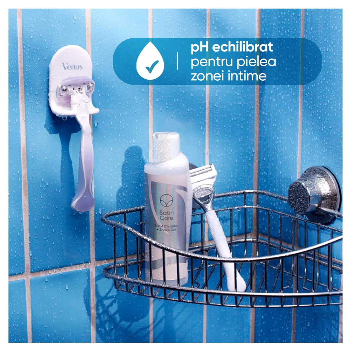 Gel de curatare 2 in 1 pentru zona intima Venus Satin Care, 190ml, Gillette