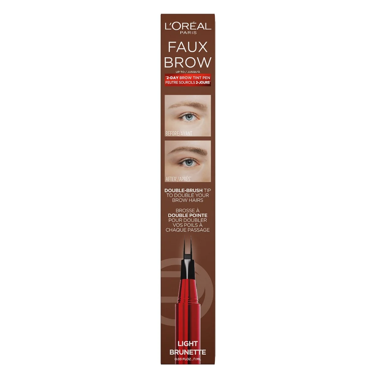 Tus pentru sprancene cu pensula dubla Faux Light Brunette Infaillible, 1ml, L'Oreal Paris