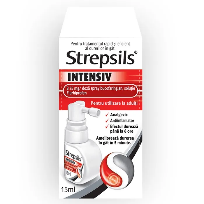 Strepsils Intensiv spray bucofaringian, 15 ml, Reckitt Benckiser