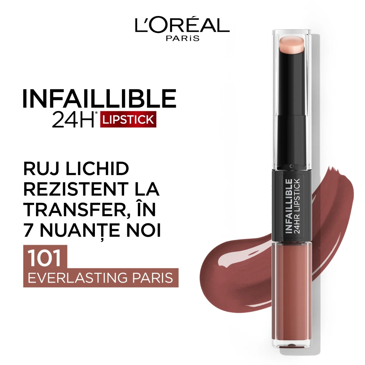 Ruj lichid rezistent la transfer Infaillible 24h 101 Everlasting, 6.4ml, L'Oreal Paris
