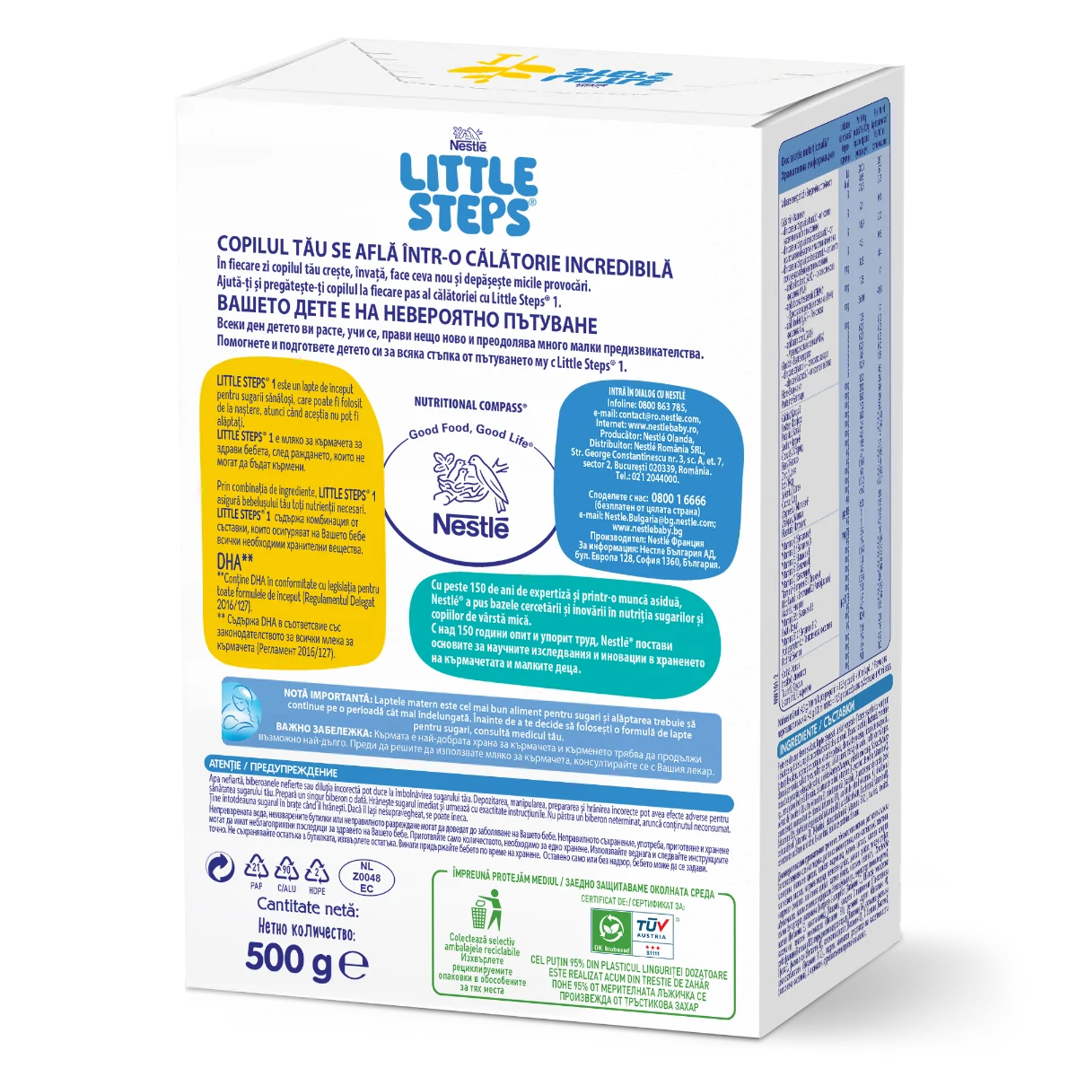 Lapte praf 0-6 luni Little Steps 1, 500g, Nestle