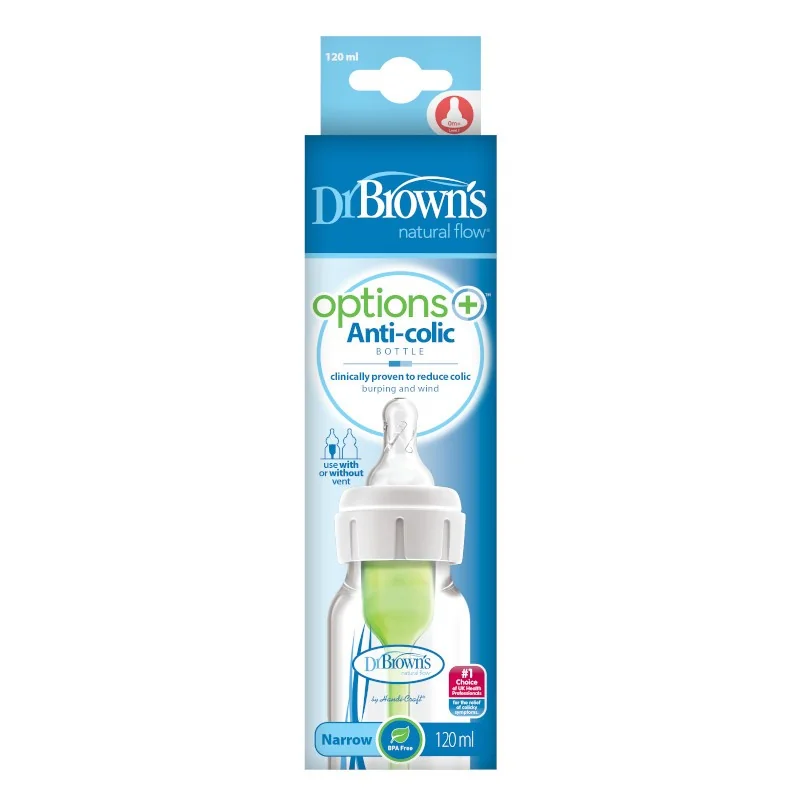 Biberon anti-colici cu gat ingust Options+, 120ml, Dr. Brown's