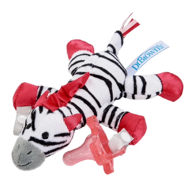 Jucarie Zebra Lovey + Suzeta din silicon roz, 1 bucata, Dr. Brown's 