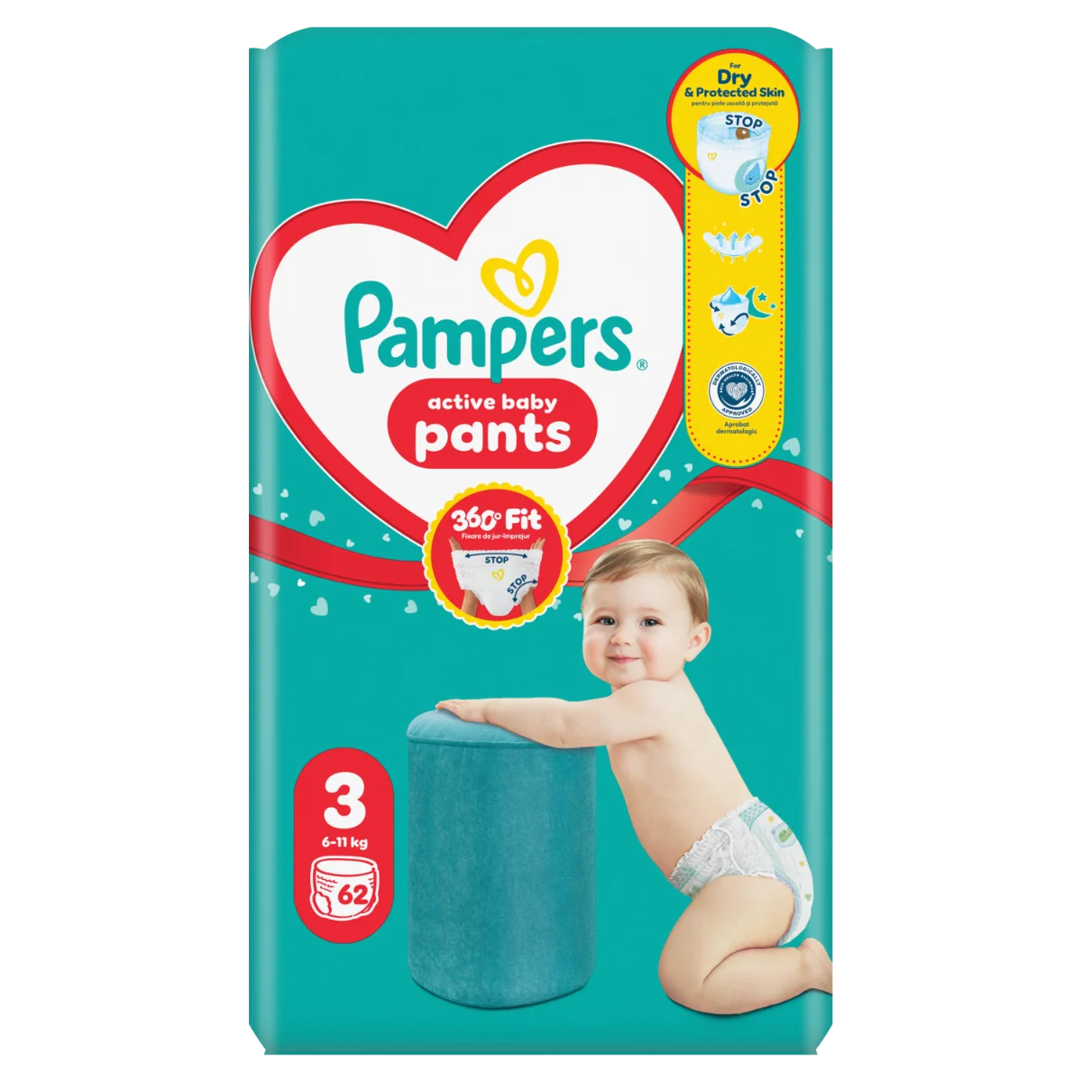 Scutece-chilotel Pants Marimea 3 pentru 6-11 kg, 62 bucati, Pampers