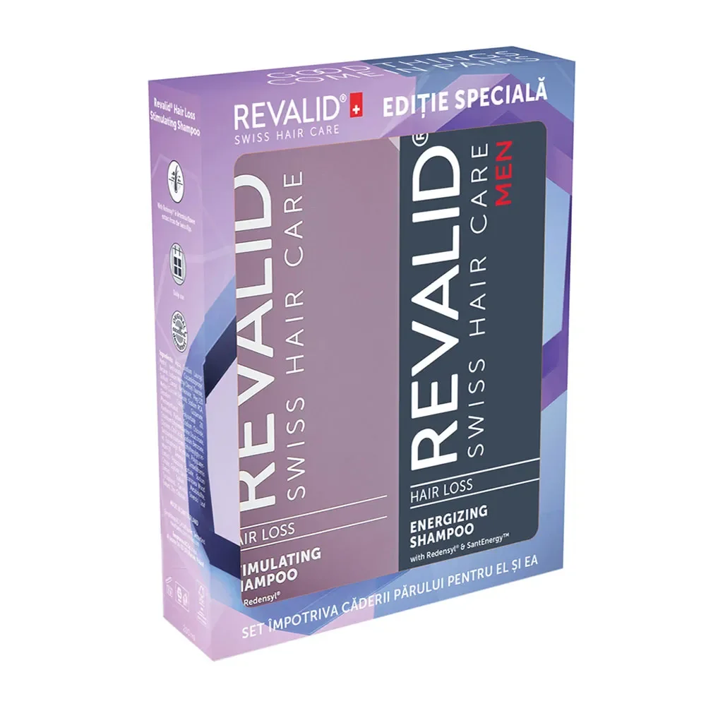 Pachet Sampon stimulator 200ml + Sampon energizant barbati 200ml, Revalid