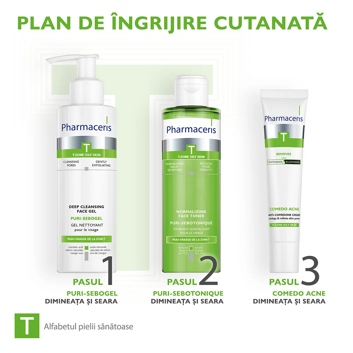 Gel de spalare antibacterian pentru ten gras, Puri-Sebogel T, 190ml, Pharmaceris