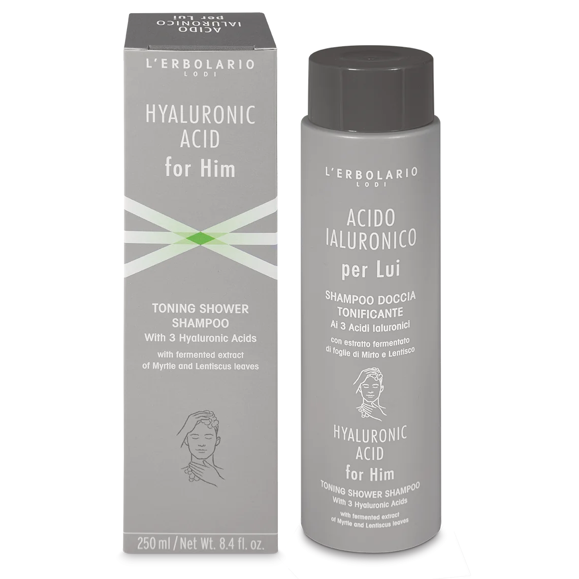 L'Erbolario Sampon tonifiant cu acid hialuronic pentru barbati, 250ml