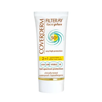Crema de fata cu SPF50+ pentru piele grasa-acneica 2in1 Filteray Face Plus Tinted Soft Brown, 50ml, Coverderm