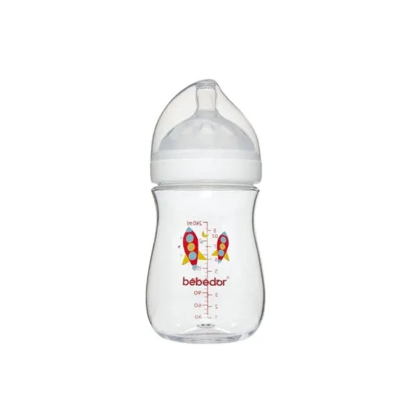 Biberon cu gura larga fara BPA, 240ml, Bebe D' Or