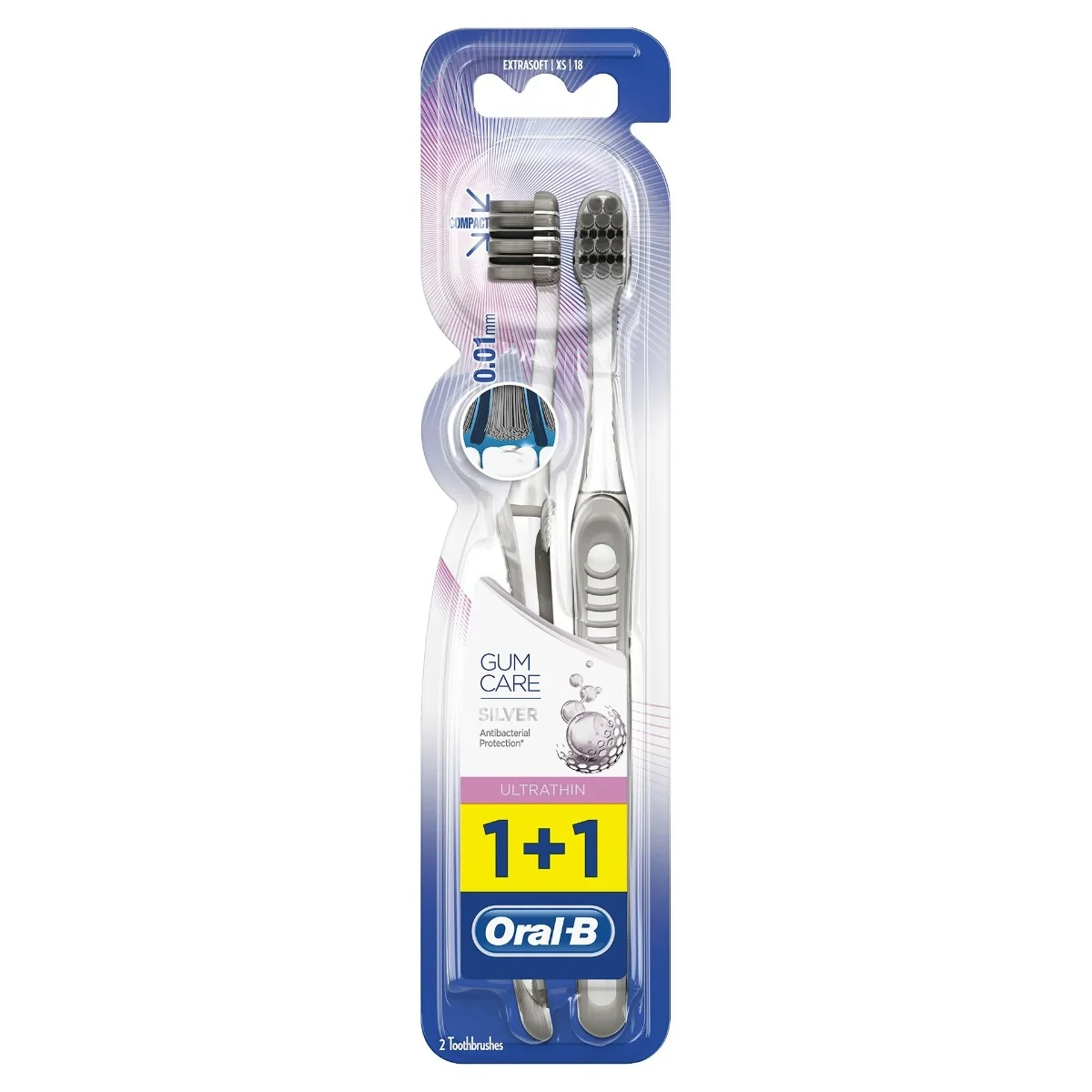 Periuta de dinti Ultra Thin Gum Silver, 2 bucati, Oral-B