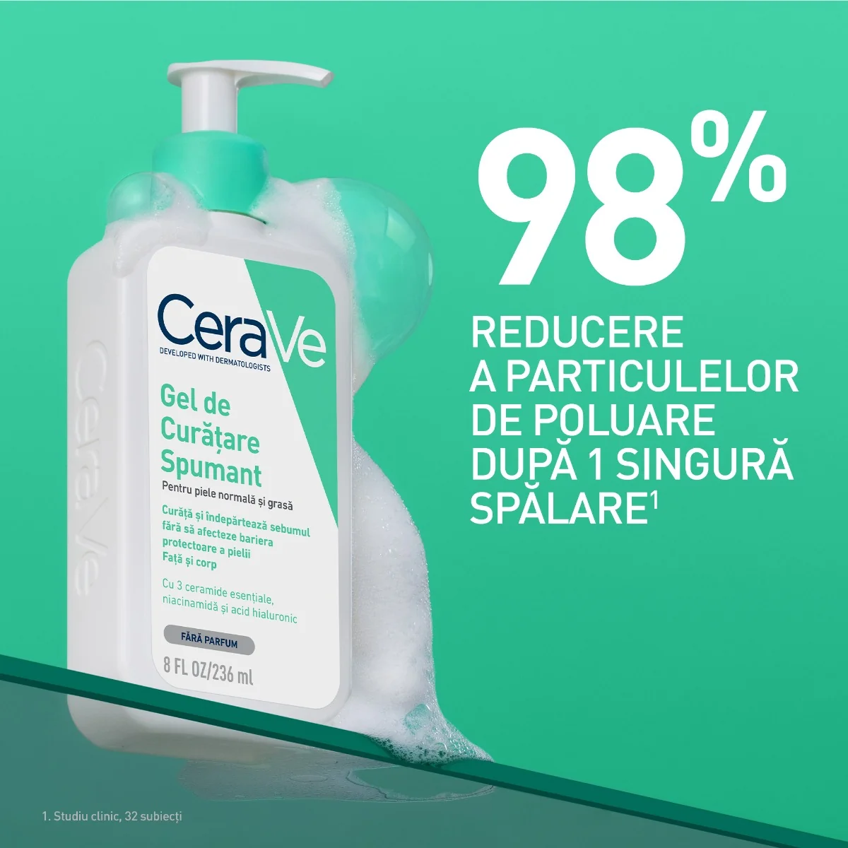 Gel de curatare spumant piele normala-grasa, 236ml, CeraVe