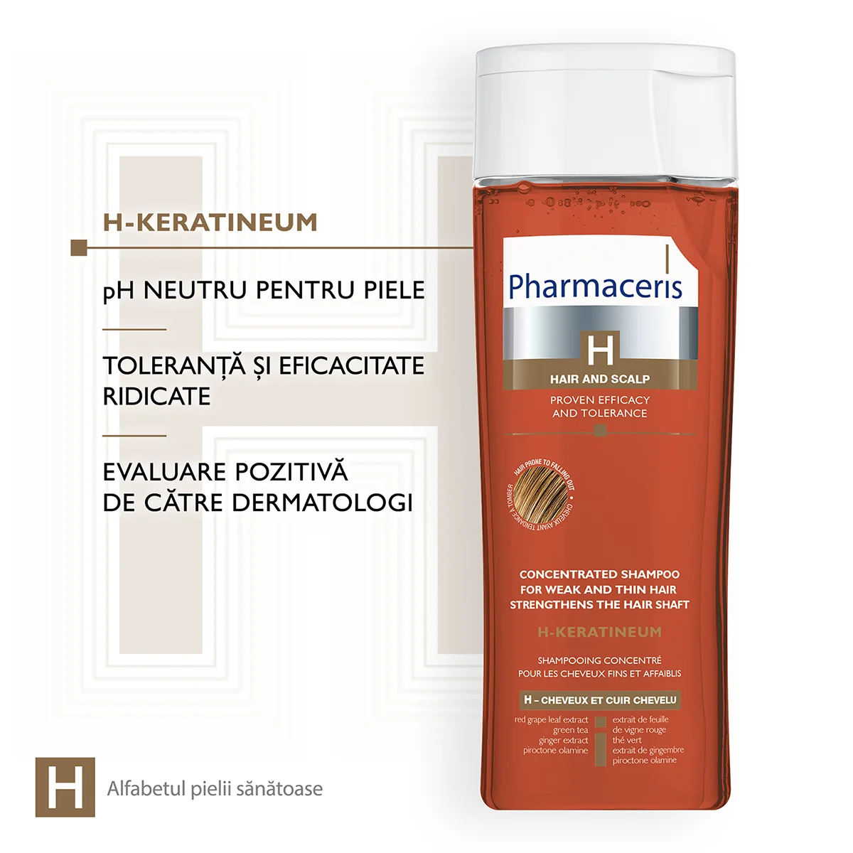 Sampon fortifiant anticadere pentru par Fragil & Normal & Gras Keratineum H, 250ml, Pharmaceris