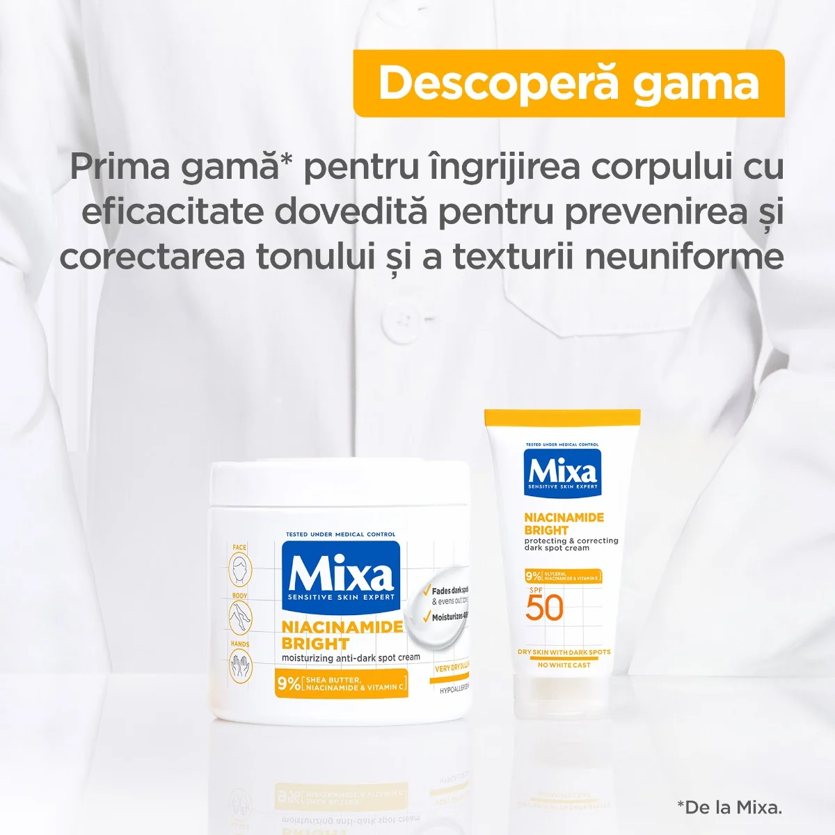 Crema corectoare pete pigmentare pentru piele sensibila SPF50, 50ml, Mixa