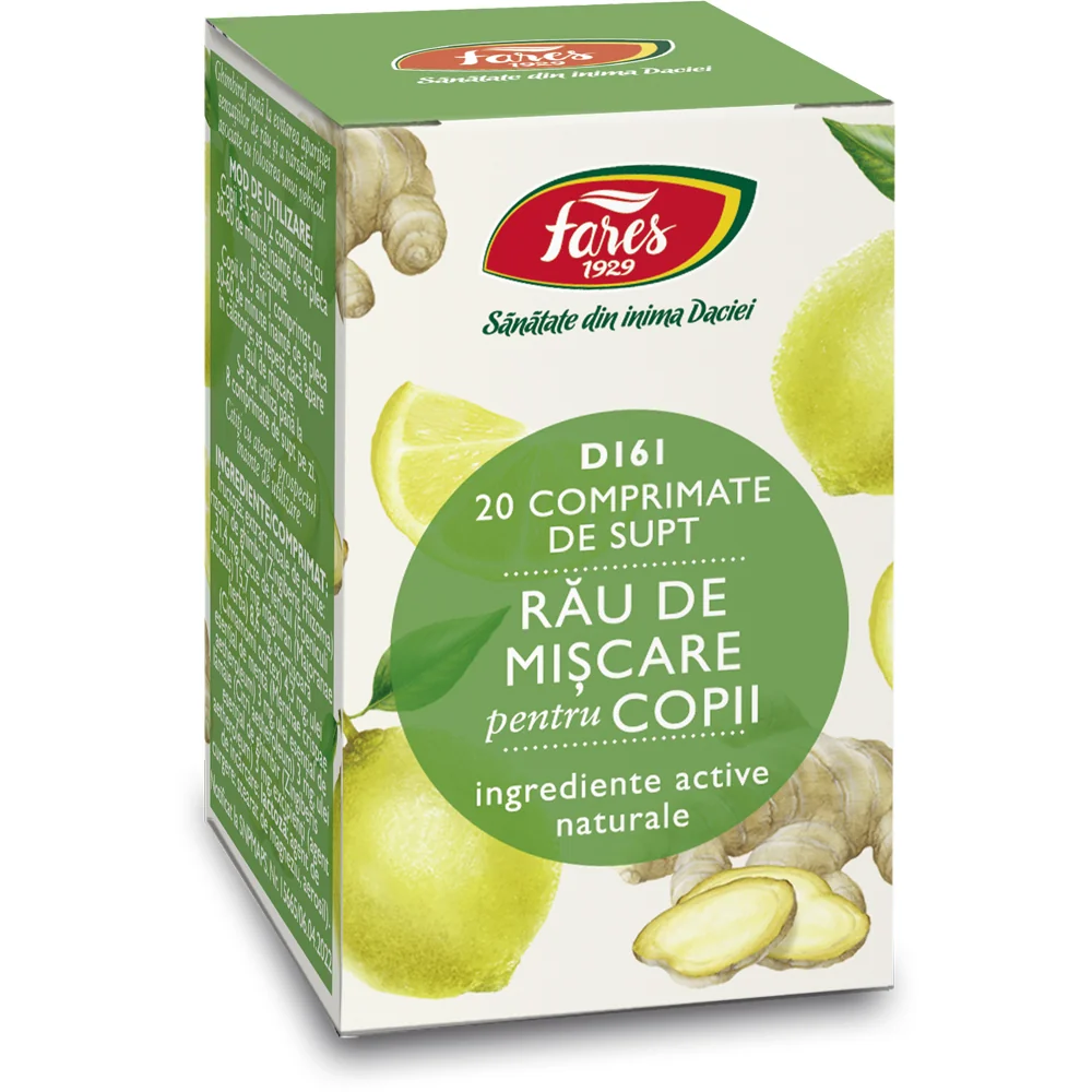 Rau de miscare pentru copii D161, 20 comprimate, Fares 