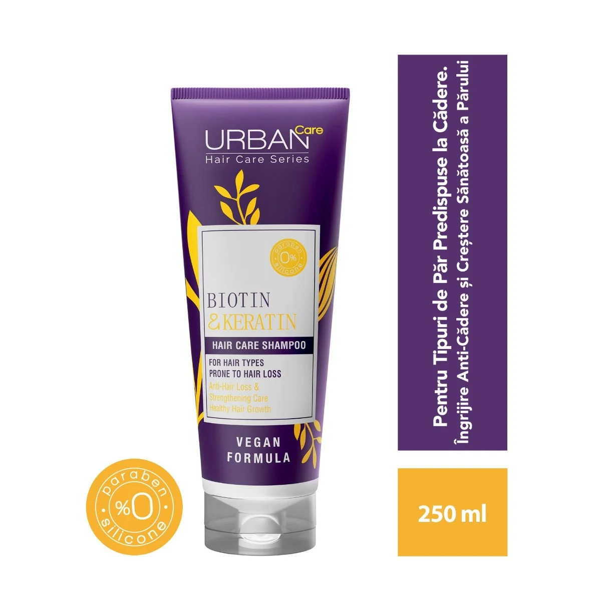 Sampon fara sulfati cu Biotina si Keratina, 250ml, Urban Care