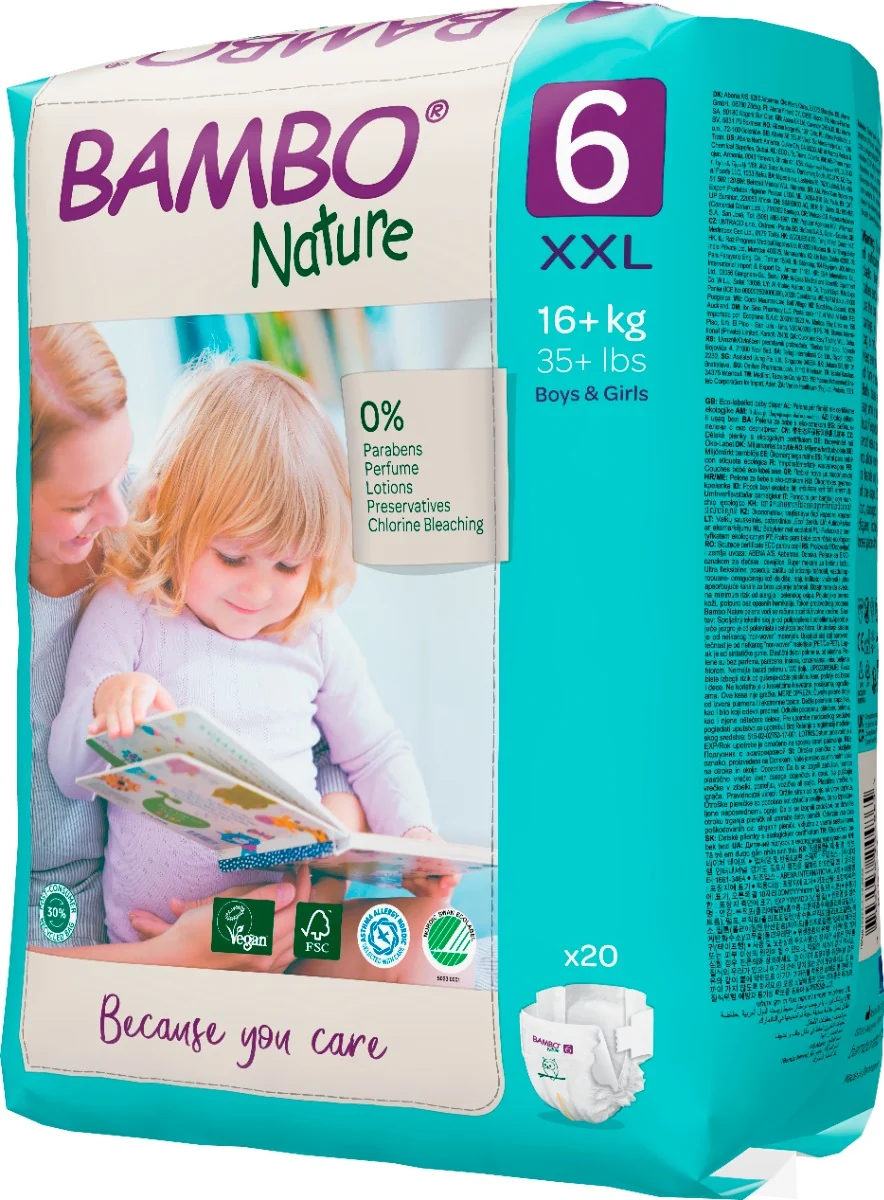 Scutece Ecolabel Nr. 6 pentru 16+ kg, 20 bucati, Bambo Nature