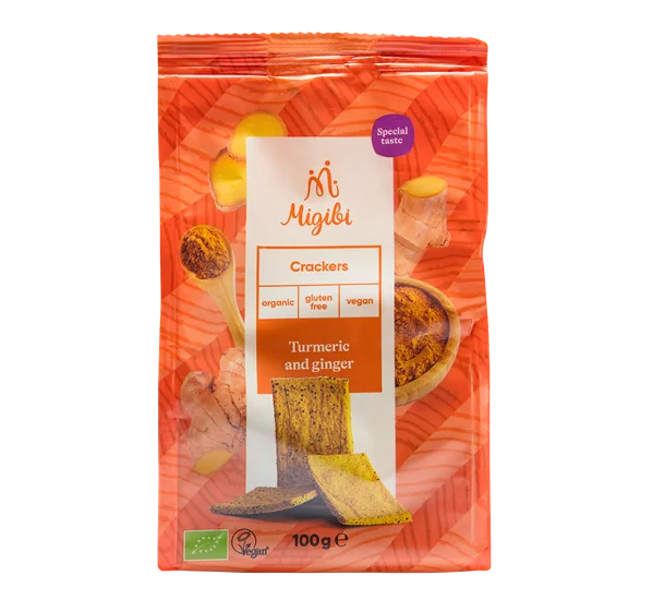 Crackers cu turmeric si ghimbir Bio, 100g, Migibi