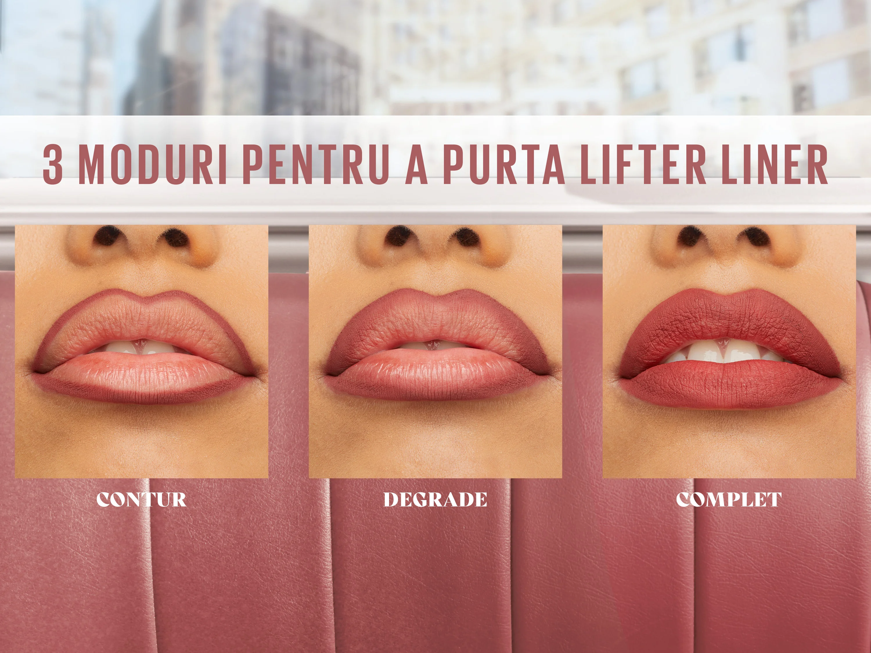 Ruj Maybelline Lifter Liner, exemple de aplicare pe buze: contur, degrade, complet. Ruj Maybelline Lifter Liner, exemple de aplicare pe buze: contur, degrade, complet.