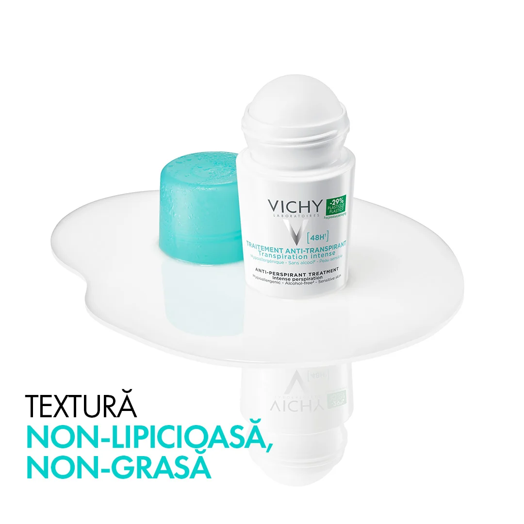 Deodorant roll-on Antiperspirant cu parfum impotriva transpiratiei intense 48h, 50ml, Vichy
