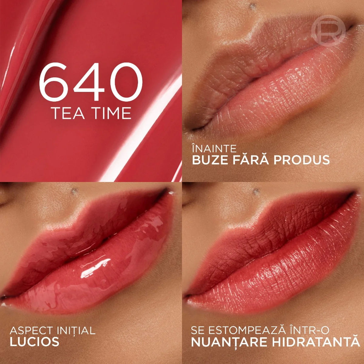 Luciu de buze hidratant Hyaluron Tint Lip Stain Serum Nr. 640 Tea Time Medium, 5ml, L'oreal Paris