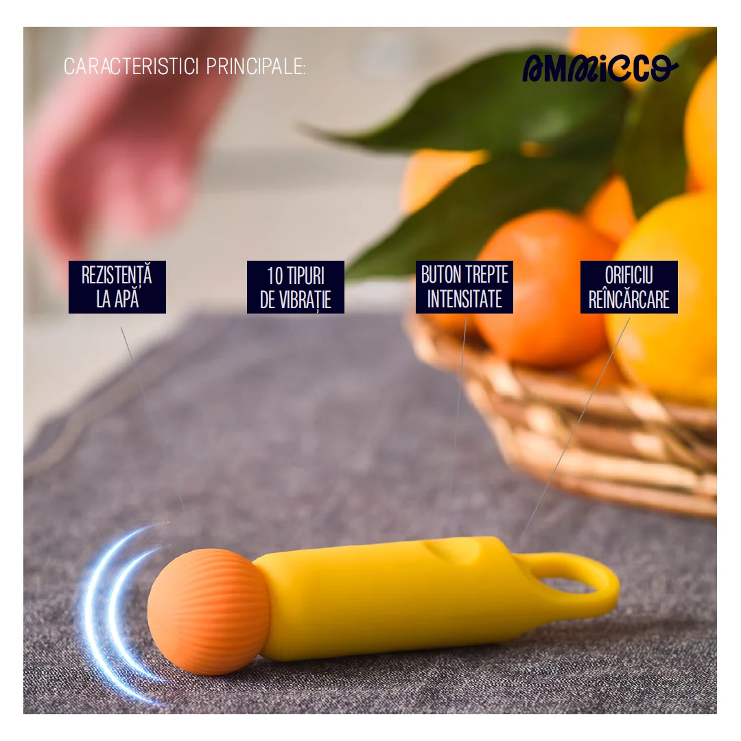 Mini vibrator cu 10 frecvente de vibratie si rezistent la apa Bagheta Magica, 1 bucata, Ammicco