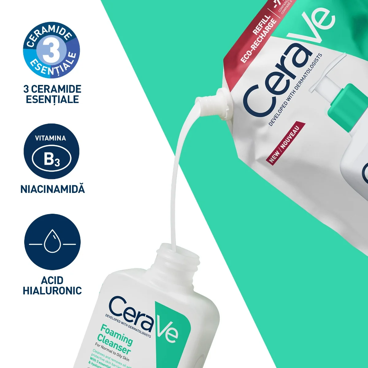 Rezerva Gel de curatare  spumant piele normal-grasa, 473ml, CeraVe
