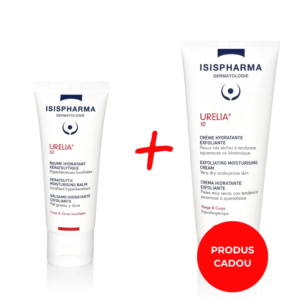 Pachet Crema emolienta pentru piele foarte uscata Urelia 10 150ml + Crema cu uree pentru corp Urelia 50 40ml, Isis Pharma