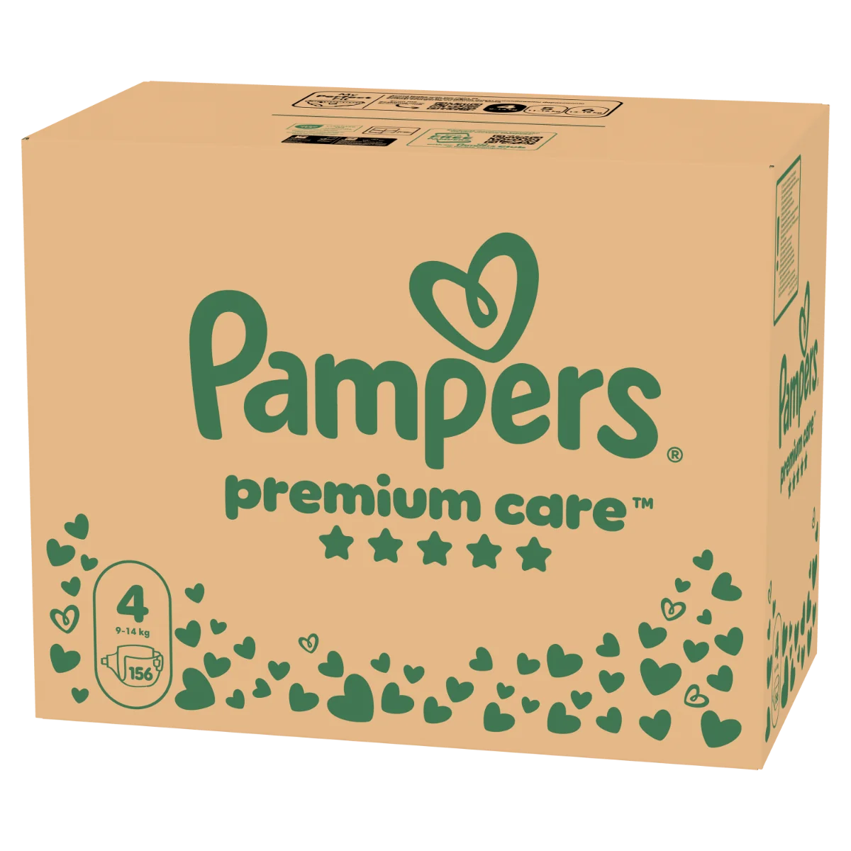 Scutece Premium Care Marimea 4 pentru 9-14 kg, 156 bucati, Pampers