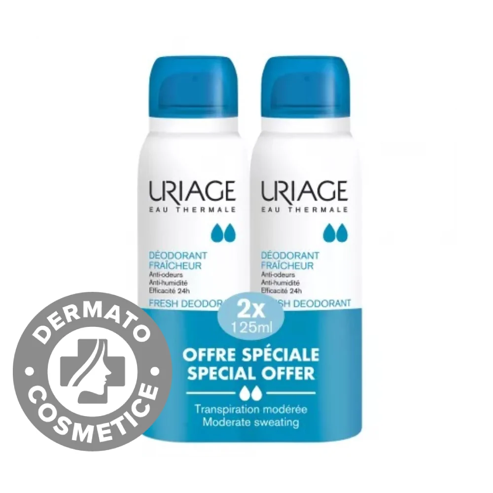 Pachet Deodorant spray cu piatra de alaun, 2 x 125ml, Uriage