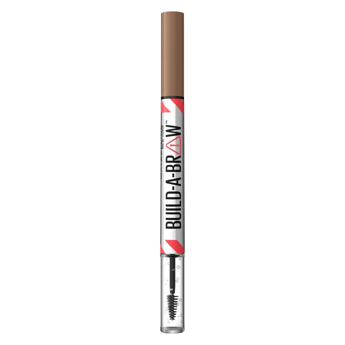 Marker de sprancene si gel de fixare 2 in 1 255 Soft Brown Build a Brow, 1.4g, Maybelline